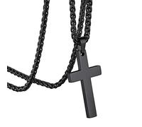 GoldChic JEWELRY Colgante Crucifijo FE Amuleto Collar de Cruz de Acero Negro