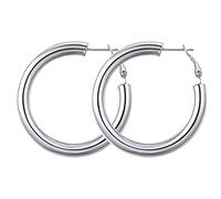 GOLDCHIC JEWELRY Pendientes Aros Cierre a presion Hoop Earrings 40mm diametro Aretes cartilago oreja Hombre Mujer Gratis caja de regalo 5mm grosor pendientes aros