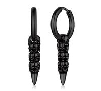 GoldChic Jewelry - Pendientes de calavera para hombre, acero inoxidable, retro, vintage, gótico, esqueleto, aretes Huggie, regalos de Halloween, joyería de hip hop para hombre, Chapado en negro, Sin