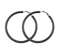 GOLDCHIC JEWELRY Pendientes Negros Brillantes Hombre Mujer 80mm diametro Pendientes Aro Hoop Earrings Women Fiesta Base Acero inoxidable no dar alergia Gratis caja de regalo