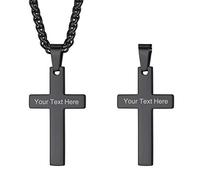 GoldChic JEWELRY Personalizable Colgante Crucifijo FE Amuleto Collar de Cruz de Acero Negro