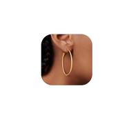 GoldChic Pendientes Aro Dorado 50mm Diámetro Acero Inoxidable Hipoalergénico Color Oro 18K Minimalista Moderno Joyas de Mujer Chica Novia Amiga Madre
