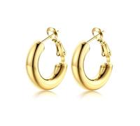 GoldChic Pendientes de Aro Dorado Acero Inoxidable 20mm Aros Gruesos Pequeños Oro Hipoalergénicos Minimalistas Joyas de Mujer Chica