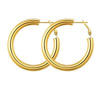 GoldChic Pendientes de Aro Dorado Acero Inoxidable 40mm Aros Gruesos Medianos Oro Hipoalergénicos Minimalistas Joyas de Mujer Chica