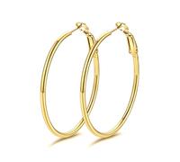 GoldChic Pendientes de Aro Dorado Acero Inoxidable 40mm Aros Medianos Finos Oro Hipoalergénicos Ligeros Minimalistas Joyas de Mujer Chica
