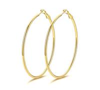 GoldChic Pendientes de Aro Dorado Acero Inoxidable 60mm Aros Grandes Finos Oro Hipoalergénicos Ligeros Minimalistas Joyas de Mujer Chica