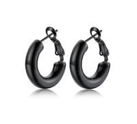 GoldChic Pendientes de Aro Negro Acero Inoxidable 20mm Aros Gruesos Pequeños Hipoalergénicos Minimalistas Joyas de Mujer Chica