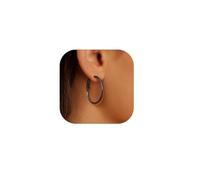 GoldChic Pendientes de Aro Negro Acero Inoxidable 30mm Aros Pequeños Finos Hipoalergénicos Ligeros Minimalistas Joyas de Mujer Chica