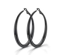 GoldChic Pendientes de Aro Negro Acero Inoxidable 60mm Aros Grandes Modernos Hipoalergénicos Minimalistas Joyas de Mujer Chica