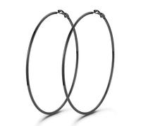 GoldChic Pendientes de Aro Negro Acero Inoxidable 90mm Aros Extra Grandes Finos Hipoalergénicos Ligeros Minimalistas Joyas de Mujer Chica