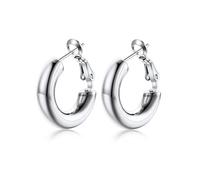 GoldChic Pendientes de Aro Plata Acero Inoxidable 20mm Aros Gruesos Pequeños Plateado Hipoalergénicos Minimalistas Joyas de Mujer Chica