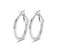 GoldChic Pendientes de Aro Plata Acero Inoxidable 20mm Aros Pequeños Finos Plateado Hipoalergénicos Ligeros Minimalistas Joyas de Mujer Chica