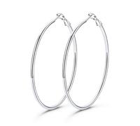 GoldChic Pendientes de Aro Plata Acero Inoxidable 60mm Aros Grandes Finos Plateado Hipoalergénicos Ligeros Minimalistas Joyas de Mujer Chica