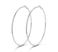 GoldChic Pendientes de Aro Plata Acero Inoxidable 80mm Aros Grandes Finos Plateado Hipoalergénicos Ligeros Minimalistas Joyas de Mujer Chica