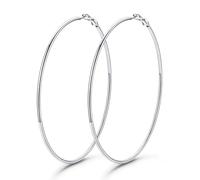 GoldChic Pendientes de Aro Plata Acero Inoxidable 90mm Aros Extra Grandes Finos Plateado Hipoalergénicos Ligeros Minimalistas Joyas de Mujer Chica