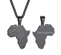 GoldChic Personalizable colgante Africa Hip Hop Regalo para niños ajustable Cadena acero inoxidable chapado en negro metal Gratis caja de regalo