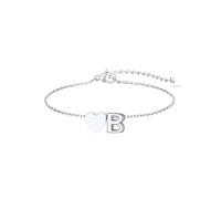 GoldChic Pulsera para mujer, elaborada en acero inoxidable impermeable con dije de corazón y letra B. La gourmette ajustable de 16cm+5cm se adapta perfectamente a tu muñeca, es un detalle elegante