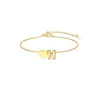 GoldChic Pulsera para mujer, pulsera gourmet de acero inoxidable impermeable, con diseño de corazón y letra H dorada. Su cadena ajustable de 16 cm + 5 cm es el regalo elegante perfecto para tus amigas