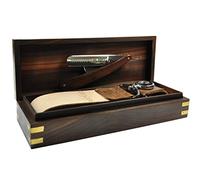golddachs Rose caja de madera con navaja de afeitar y afilar correa