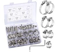 Goldeluxe 73 piezas abrazaderas metalicas ajustables 6-38mm, set multifuncional con 7 tamaños y destornillador, ideal como abrazaderas metalicas para tubos, coche, gas y uso doméstico.