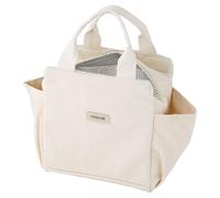 Goldeluxe Bolsa Térmica 12 L, Bolsa de Almuerzo de Pana con Forro de Aluminio, Impermeable, Antimanchas y Fácil de Limpiar, con Bolsillos Laterales para Trabajo, Escuela, Picnic y Viaje, Beige