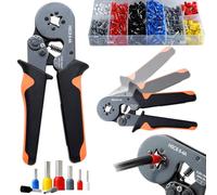 Goldeluxe Crimpadora profesional 0.25-10mm², Con 1250 piezas terminales electricos,crimpadora terminales, crimpadora terminales electricos, kit instalación y reparación vehicular, alicates electricist