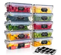 Goldeluxe Set 10 recipientes herméticos para alimentos 1L, sin BPA, apilables, botes cocina almacenaje y envases con tapa, ideales como taper y tupers hermeticos