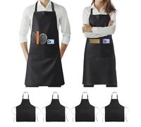 Goldeluxe Set de 4 Delantales Cocina Hombre Mujer (68x80 cm), Delantal Impermeable con 2 Bolsillos Grandes, Delantal Personalizado Ajustable para Cocina, Barbacoa, Jardín y Camarero