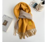 (Golden, 190cm) Women's New Fashion Solid Color Fringe Scarf - Autumn Winter Wool Blend, Thickened Warm Wrap, Elegant Versatile Neckwear