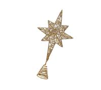 Golden 8 Pointed Star Christmas Tree Topper Ornament for Holiday Home Decoration - Easy to Use Festive Treetop Accessory for Christmas Party and