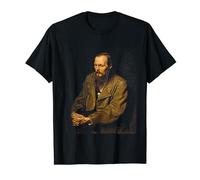 Golden Age of Russian Poetry Camiseta Retro Fyodor Mikhailovich Dostoievski Camiseta Unisex-Adultos Negro Talla Pequeña Manga Larga
