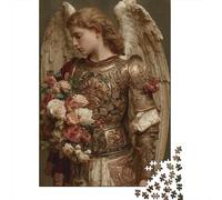 Golden Angel Armor with Flowers Rompecabezas Imposible,desafío para Adultos Entretenimiento Creativo 1000 Piezas Obra De Arte De Juego De para Adultos, Regalos A Partir De 14 Años 52x38cm/1000pcs