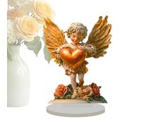 Golden Angel Desktop Ornament, Valentines Day Golden Angel, Flat Decorative Angel Signs, 2D Acrylic Christmas Tree Decoration, Funny Angel Table Signs, Angel Table Signs for Home