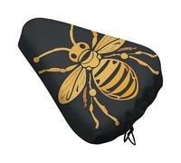 Golden Bee - Funda de asiento de bicicleta con patrón de insectos acolchada, cojín extra ancho para asiento de bicicleta para mujeres y hombres, cómodo, cojín impermeable de repuesto con cordón, apto