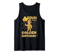Golden Birthday Boys Girls Bday Fiesta de cumpleaños Bombero Camiseta sin Mangas