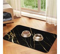 Golden Black Marble Nature,Waterproof Pet Feeding Mat,PU Leather Placemats for Cat Dog Water Bowl,Food Mats,40x60cm