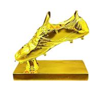 Golden Boot - Escultura de resina de recuerdo para decoración del hogar, fiestas, estanterías, 22,5 x 11,5 x 21,5 cm, base dorada