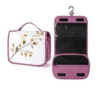 Golden Branch Minimal Travel Neceser para mujer, organizador de maquillaje colgante con gancho para champú