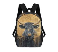 Golden Bull Portrait Art Print Mochilas Impresas En 3D Para Niños 17inch Mochilas De Moda Informales Para El Día A Día, Bolsas De Viaje, Mochilas Informales Para Exteriores Para Niños Y Niñas
