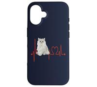 Golden Chinchilla Persa Cat Heartbeat ECG I Love My Cats Carcasa para iPhone 16