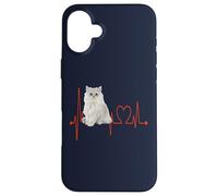 Golden Chinchilla Persa Cat Heartbeat ECG I Love My Cats Carcasa para iPhone 16 Plus
