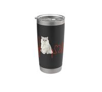Golden Chinchilla Persa Cat Heartbeat ECG I Love My Cats Vaso térmico de acero inoxidable de doble pared