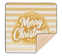 Golden Christmas - Alfombra de juego grande y resistente para bebés en interiores y exteriores, 1 pieza, para bebés pequeños, 50 x 50 pulgadas