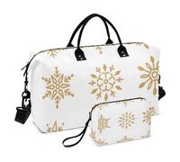 Golden Christmas Snow - Bolsa grande para fin de semana, bolsa de gimnasio con bolsa de aseo para viajes, impermeable, Golden Christmas Snow, 1 size