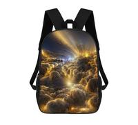 Golden Clouds Illuminated by Light Beams Mochila Escolar Infantil De 17 Pulgadas Con Estampado 3D, Mochila Moderna Para Niños, Mochilas De Viaje, Bolsas Para Libros, Mochila Escolar Infantil