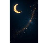 Golden Crescent Journal: Elegant Crescent Moon and Starry Night Notebook, 120 Pages, 6x9, Lined