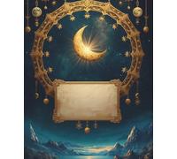 Golden Crescent Moon Notebook - Celestial Mandala Journal