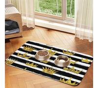 Golden Crown Glitter with Black and White Stripes,Waterproof Pet Feeding Mat,PU Leather Placemats for Cat Dog Water Bowl,Food Mats,30x45cm