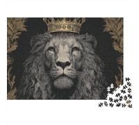 Golden Crown Lion Art Print Puzzles Imposible,desafío for Adults Entretenimiento Creativo 1000 Piezas Obra De Arte De Juego De para Adultos Y Niños 52x38cm/1000pcs