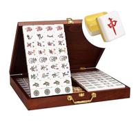 Golden Crystal Singapore Mahjong Set - Azulejos acrílicos de alta calidad en elegante caja de madera para noches de juego familiares